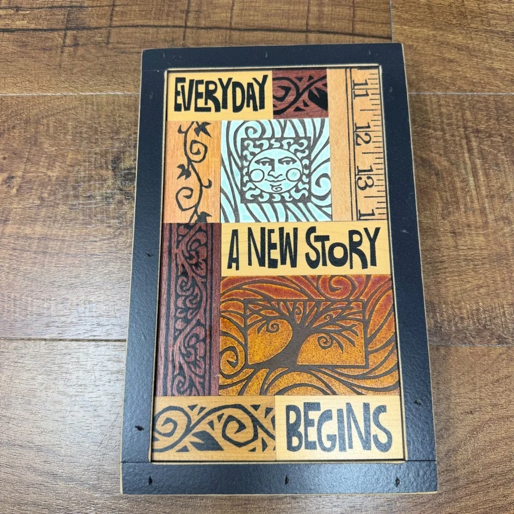 Macone Clay Wood Ceramic Art Plaque Sun Tree Boho Cottagecore Inspiration 9.5